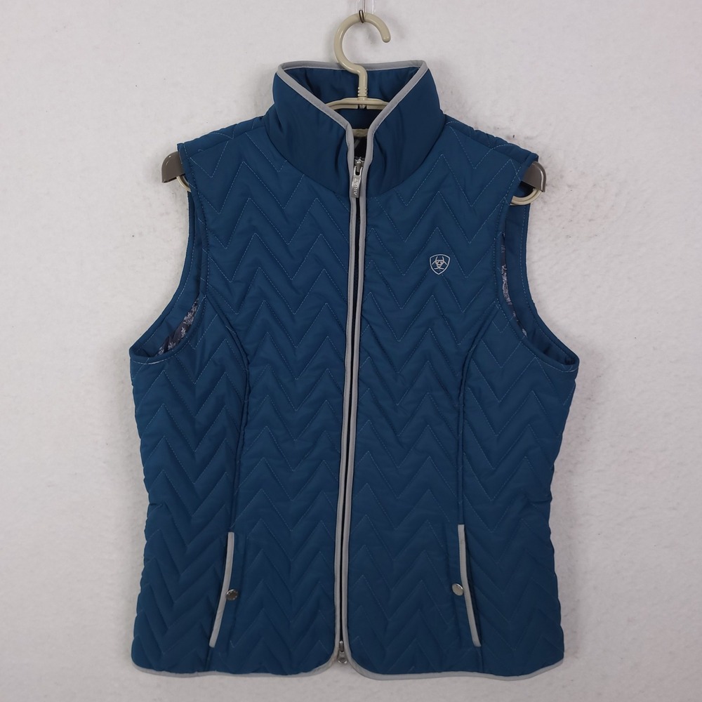 Ariat Ashley Insulated Vest Women L Blue Quilted Equestrian Gorpcore